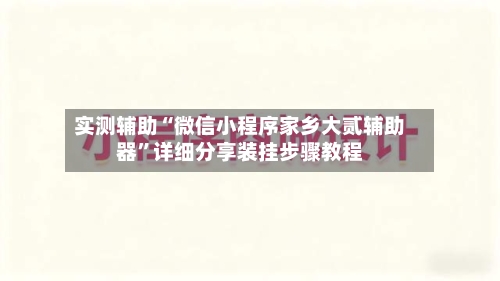实测辅助“微信小程序家乡大贰辅助器”详细分享装挂步骤教程-第1张图片