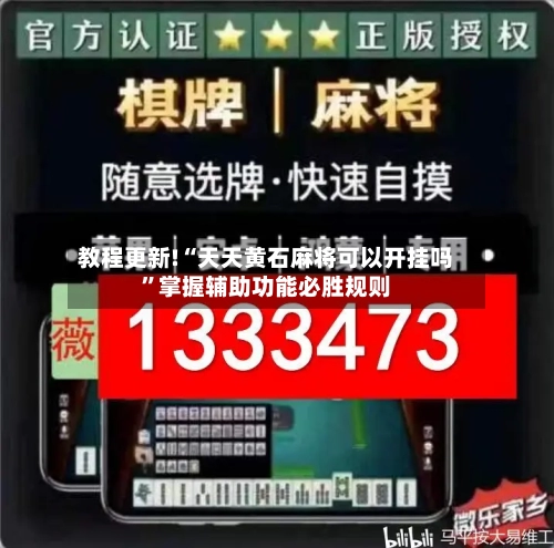 教程更新!“天天黄石麻将可以开挂吗”掌握辅助功能必胜规则-第1张图片