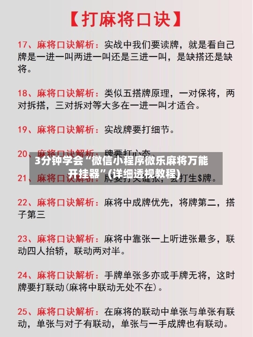 3分钟学会“微信小程序微乐麻将万能开挂器”(详细透视教程)-第1张图片