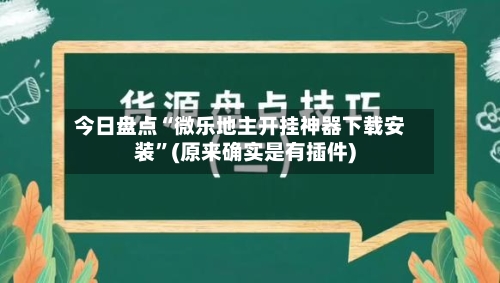 今日盘点“微乐地主开挂神器下载安装	”(原来确实是有插件)-第1张图片