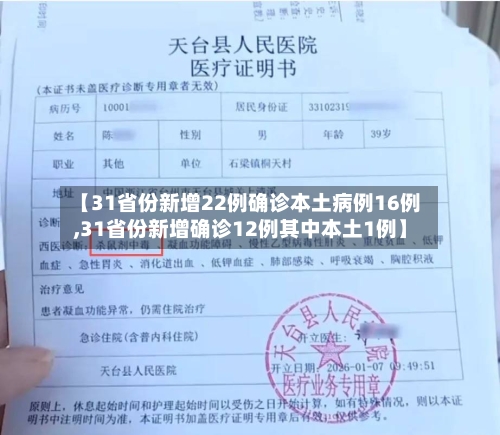【31省份新增22例确诊本土病例16例,31省份新增确诊12例其中本土1例】-第1张图片