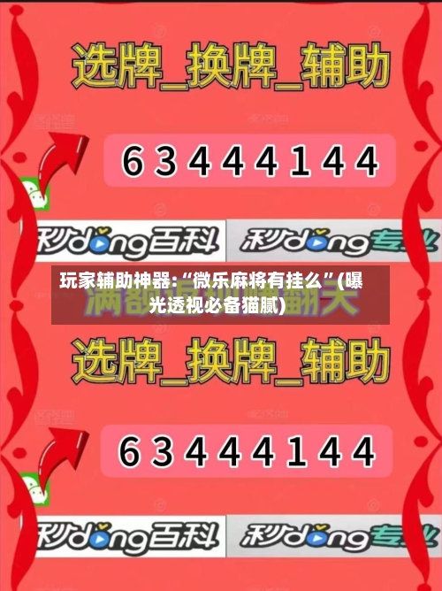 玩家辅助神器:“微乐麻将有挂么	”(曝光透视必备猫腻)-第1张图片