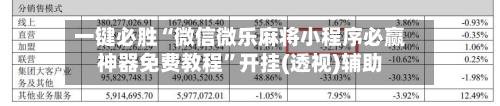 一键必胜“微信微乐麻将小程序必赢神器免费教程	”开挂(透视)辅助-第1张图片