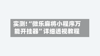 实测!“微乐麻将小程序万能开挂器	”详细透视教程-第1张图片