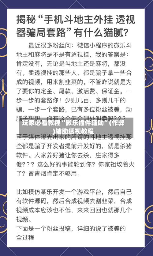 玩家必看教程“微乐插件辅助”(作弊)辅助透视教程-第1张图片