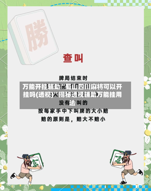 万能开挂辅助“蜀山四川麻将可以开挂吗(透视)”揭秘透视辅助万能挂用法-第1张图片