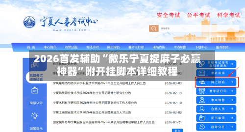 2026首发辅助“微乐宁夏捉麻子必赢神器	”附开挂脚本详细教程-第1张图片