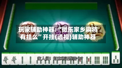 玩家辅助神器:“微乐家乡麻将有挂么”开挂(透视)辅助神器-第1张图片