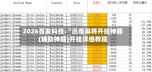 2026首发科技:“迅奇麻将开挂神器(辅助神器)开挂详细教程-第1张图片