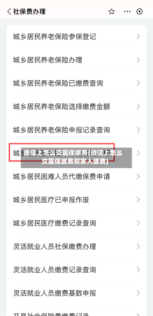微信上怎么交医保缴费(微信上怎么交医保缴费帮家人缴费)-第1张图片