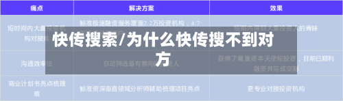 快传搜索/为什么快传搜不到对方-第1张图片