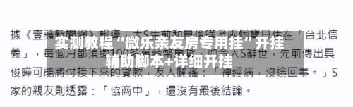 实测教程“微乐亲友房专用挂”开挂辅助脚本+详细开挂-第1张图片