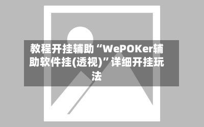 教程开挂辅助“WePOKer辅助软件挂(透视)”详细开挂玩法-第1张图片