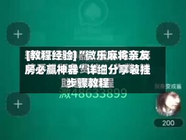 [教程经验]“微乐麻将亲友房必赢神器	”详细分享装挂步骤教程-第1张图片