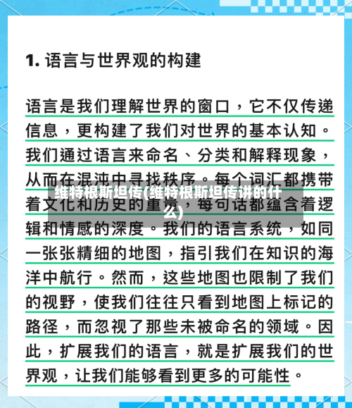 维特根斯坦传(维特根斯坦传讲的什么)-第1张图片