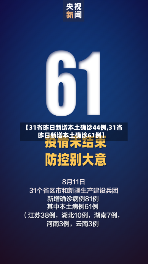 【31省昨日新增本土确诊44例,31省昨日新增本土确诊61例】-第1张图片